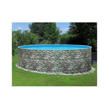 Piscina Elevada 5x1,2 M Efecto Piedra Azuro (escalera,filtro,liner,skimmer,tapiz,railes)