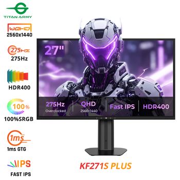 Monitor para juegos TITAN ARMY KF271S PLUS de 27 pulgadas y 240 Hz: pantalla QHD de alta velocidad con tecnología IPS, resolución de 2560x1440, HDR400, soporte ajustable en altura, doble iluminación