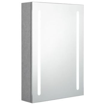 Armario De Baño | Mueble Baño Con Espejo Y Led Gris Hormigón 50x13x70 Cm