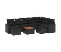 vidaxl set de sofas de jardin 10 pzas cojines ratan sintetico negro