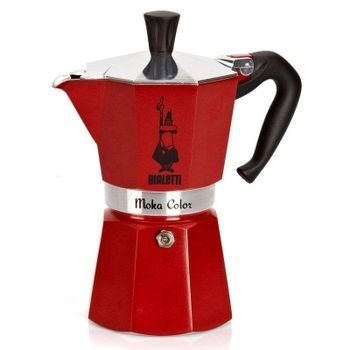 Cafetera Italiana Bialetti Moka Express Roja 3 Tazas Aluminio Válvula Seguridad