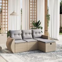 conjunto de sofas jardin con cojines beige mezcla 4 uds  mueble jardin mesa y sillas ratan pe cfw513258