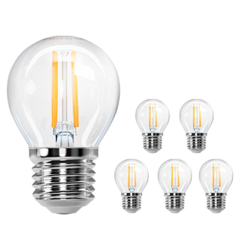 Aigostar Bombilla Led E27 luz calida 2700K,470 Lúmenes, 4W Equivalente a 40 W, G45 Ángulo De Apertura:360°,No Regulable,Pack De 6 Uds