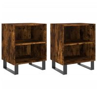 mesita de noche 30x40x50 cm madera trabajada y hierro - marron