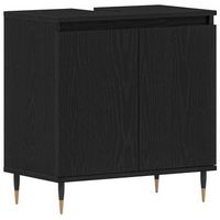armario de lavabo  mueble de lavabo para bano roble negro 58 x 33 x 60 cm