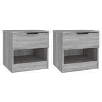 pack 2 uds mesitas de noche  mesa auxiliar  mesilla madera contrachapada gris sonoma