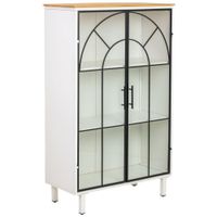 vitrina de madera y vidrio 2 puertas 80x35x1305h cm - blanco