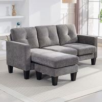 sofa chaise longue de chenilla homcom 186x130x84 cm gris oscuro