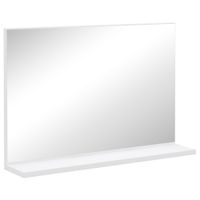 kleankin espejo de bano de pared con estante abierto estilo moderno para entrada pasillo 60x12x40 cm blanco