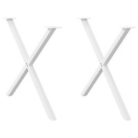 patas para mesa de comedor en forma de x 2 unidades color blanco 90 x 72-73 cm acero vidaxl