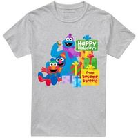 sesame street camiseta happy holidays para hombre