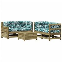 juego de muebles jardin 5 pzas y cojines madera pino impregnada vidaxl