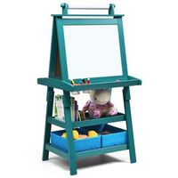 caballete infantil 3 en 1 pizarra infantil pizarra blanca de doble cara y papel de dibujo 59 x 50 x 117 cm azul