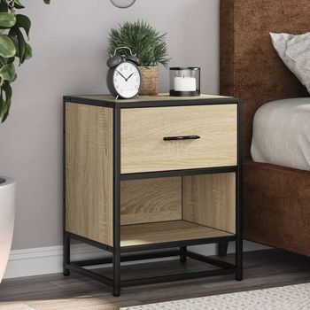 Mesita De Noche - Mueble Para Dormitorio - Madera De Ingeniería - Roble Sonoma (40x31x50cm)