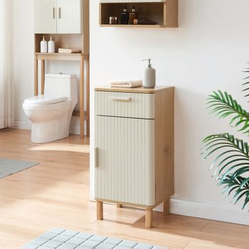 Mueble De Baño Auxiliar Ferrersp Puerta Cajón 80x40x35cm - Roble/oatmeal [en.casa]
