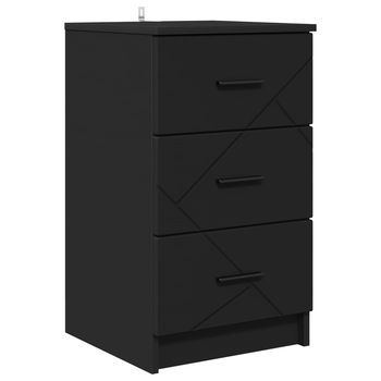 Mesita De Noche - Mesilla De Noche Negro 38 X 38 X 66 Cm Madera Contrachapada