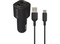 cargador usb para coche - muvit for change mcpak0052 2x usb-a universal 12m negro  cable usb-c a usb-a