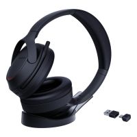 auriculares yealink bh78 inalambricos bluetooth con cancelacion activa de ruido microfono y base de carga negros