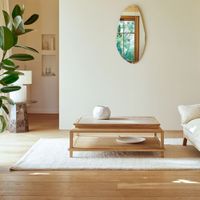 mesa de centro rectangular de teca maciza