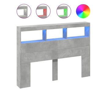 Cabecero cama - mueble cabecero con luz led gris hormigón 140x17x102 cm