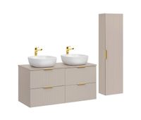 conjunto de muebles con lavabo doble 120cm y columna adriel cachemira