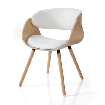 Silla acolchada en polipiel blanca cm. Alto.73 x largo.54 x p.52