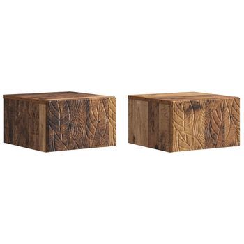 Mesa Lateral Montada En La Pared 2 Pcs Madera Envejecida Vidaxl