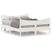 estructura de cama con cabecero madera pino blanco 140x200 cm
