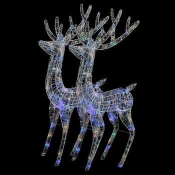 Renos De Navidad Acrílico 250 Led 2 Uds Multicolor 180 Cm Vidaxl