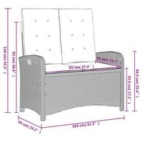 banco de patio reclinable con cojines ratan poliatico gris