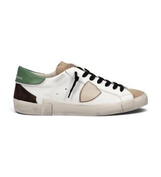 Philippe Model para hombre. PRLU Zapatillas de Piel Prsx Low blanco (46), Plano, Cordones, Casual