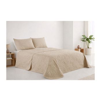 Colcha Bouti Estampado para Verano y Entretiempo, Colcha para Cama 100% Poliester, Colcha Cubre Cama para Cama 90/105/135, Suave, Blanco con Funda de Cojin 45x70cm. ✅ Entrega en 48-72h