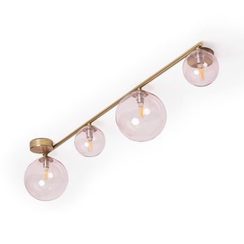 Lámpara De Techo Metal Y Cristal Moonlight Brass 4 Focos Rosa