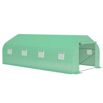 Outsunny Invernadero de Jardín 600x300x200 cm Tipo Túnel para Cultivo Plantas con 8 Ventanas Transpirables y Puerta Enrollable Verde   Aosom España
