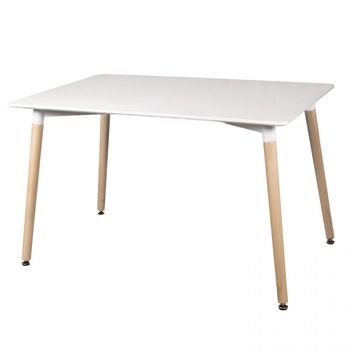 Mesa De Comedor Fija Estilo Nórdico 120x80 Cm Suecia Blanco - Madera De Haya 120 X 74,5 X 80 Cm