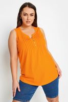 yours camiseta naranja sin mangas de algodon con jaretas mujer curvy y tallas grandes yours
