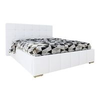 cama florence 101 doble blanco cuero ecologico somieres 198x216x105cm