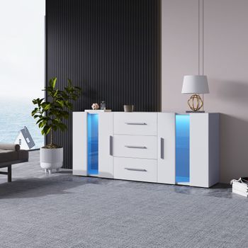 Aparador - Mueble Tv Para Salón - Mdf - Blanco (140x35x70cm)