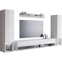conjunto de muebles de salon amadeo ii juego de muebles de salon muebles de tv con iluminacion led color blancoblanco brillo