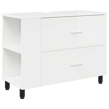Unidad De Tocador De Baño Blanco Brillante 80 X 35 X 60 Cm Vidaxl