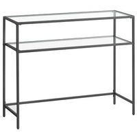 mesa de consola de cristal templado y metal negro recibidor pasillo