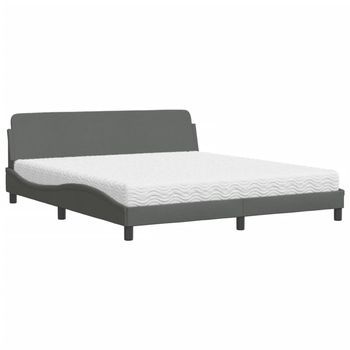 Cama Con Colchón Dover De Tela Gris Oscuro 180x200 Cm Vidaxl