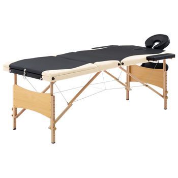 Rogal Camilla De Masaje Plegable 3 Zonas Madera Negro Y Beige Rogal