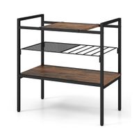 costway mesa de entrada industrial con panel desmontable y estante de malla mesa de 3 niveles para cocina y estudio 60 x 335 x 61 cm marron