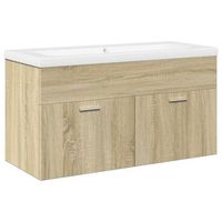 mueble de bano  armario de bano con lavabo integrado roble sonoma