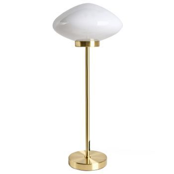Lámpara De Mesa Moderna Base De Hierro Pantalla De Vidrio Salón Negro Dorado Sibun