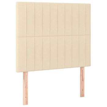 Cabecero Cama Mueble De Dormitorio Con Luces Led Tela 100 X 5 X 118/128 Cm Crema M02_0002272
