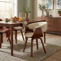 set de 2 silla de comedor con reposapies en tela nogalcrema