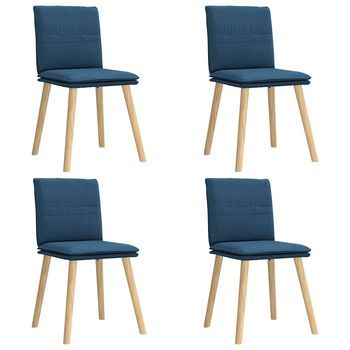 Sillas De Comedor 4 Uds | Silla De Cocina Tela Azul