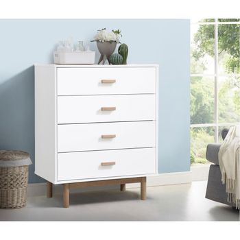 Cómoda con 4 cajones en efecto de madera de roble blanco